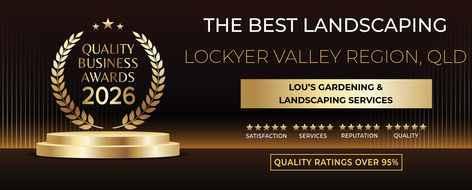Quality Business Awards 2026 - Lou's Gardening & Landscaping Services, best landscaping in the Lockyer Valley Region, QLD