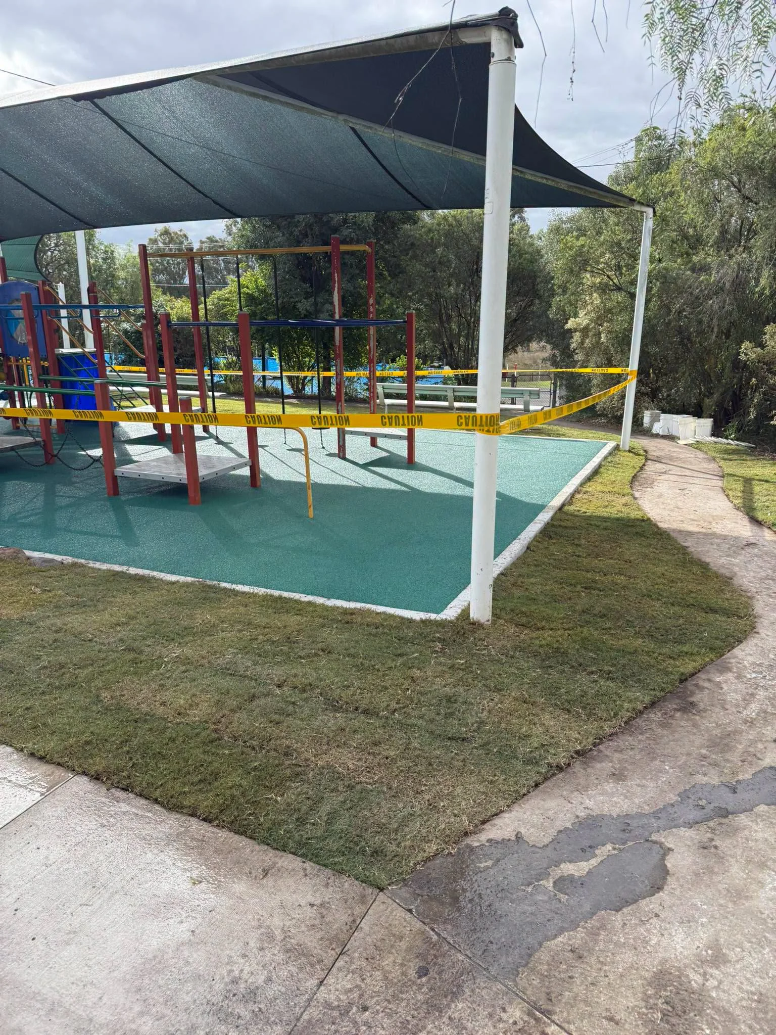 New turf installed around the playground at Blenheim State School