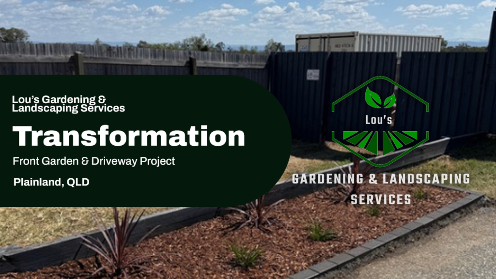 Front garden and driveway landscaping transformation in Plainland QLD