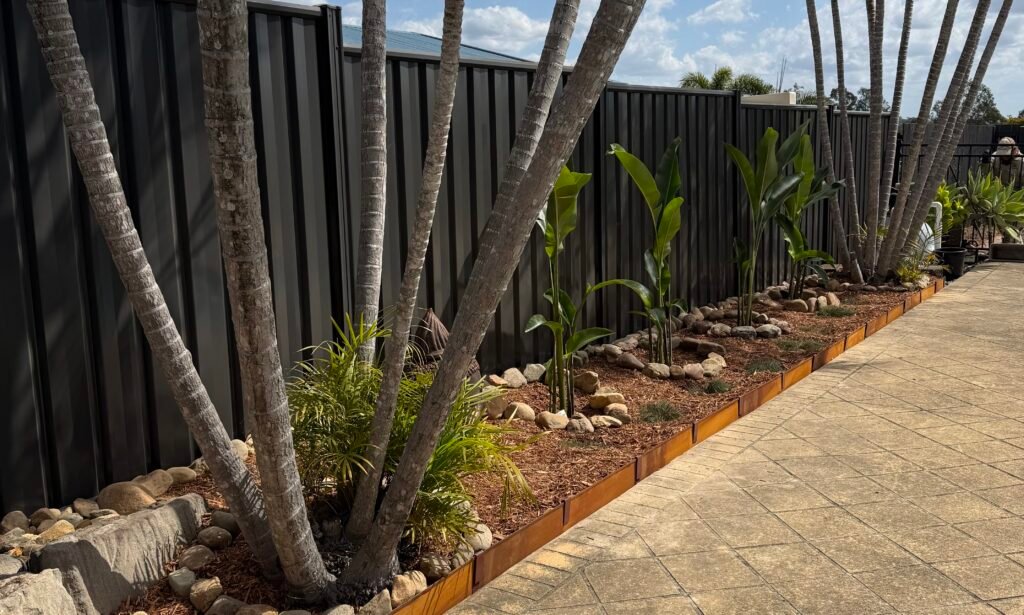 Tropical garden makeover with palms and new planting in Ipswich QLD