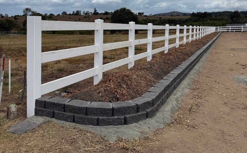 Curved Eziwall block garden border installed in Vernor